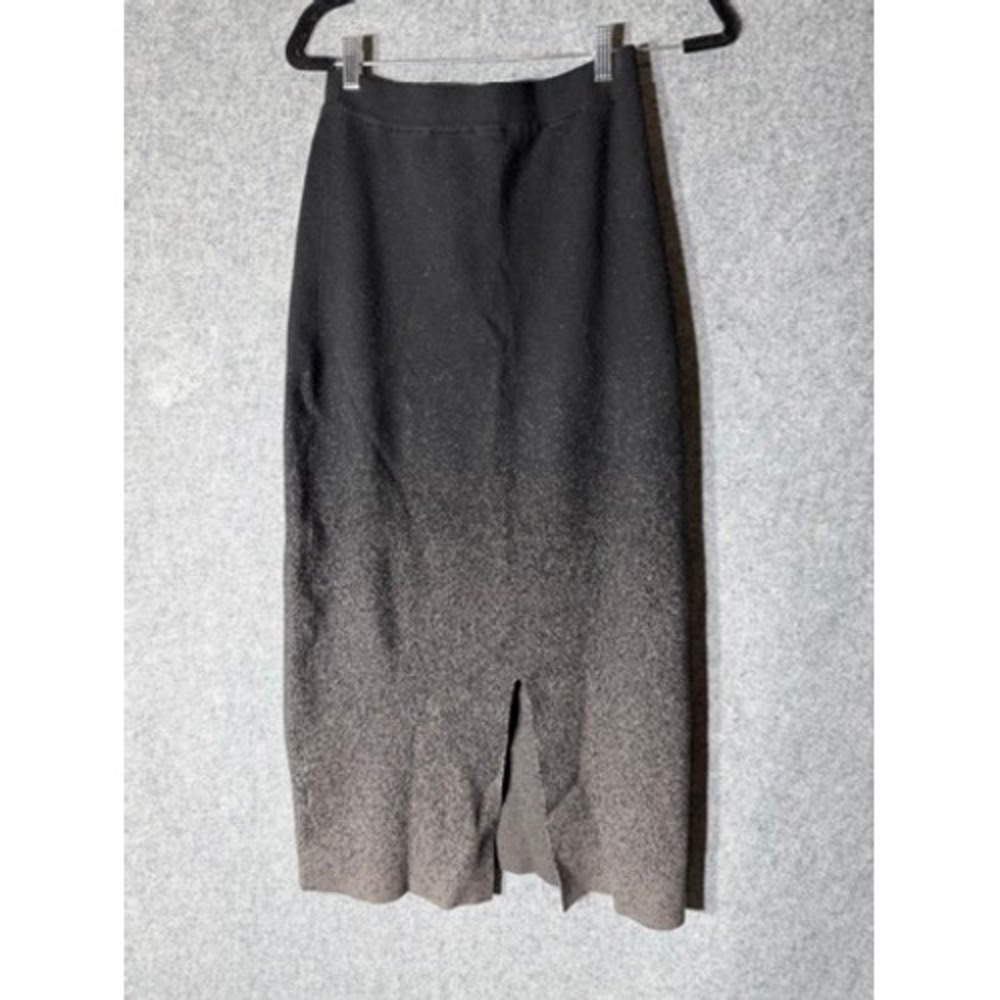Disturbia Black Grey Ombre Knit Maxi Skirt Back Slit Size Medium AW24B186 - Picture 7 of 8